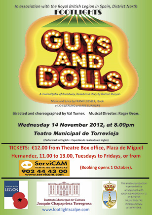 Footlights' Guys and Dolls poster for Torrevieja